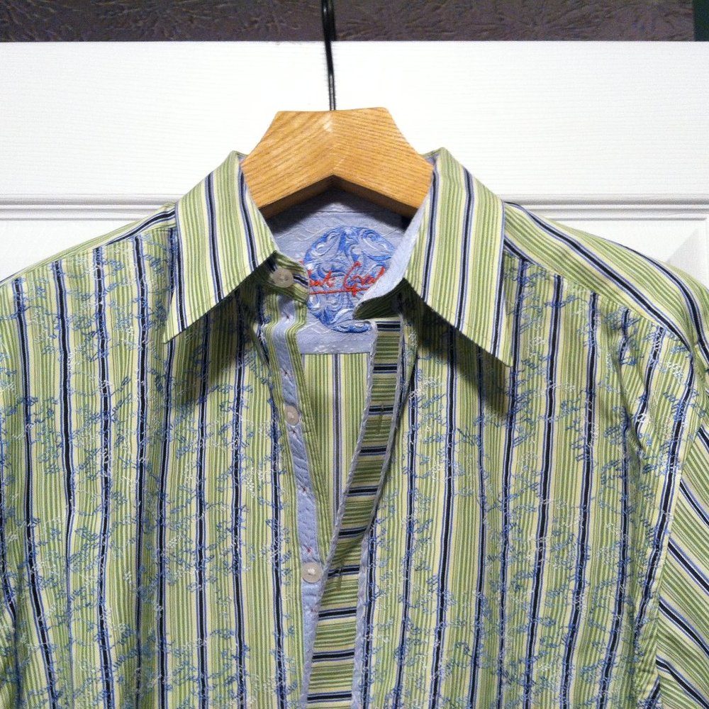 ROBERT GRAHAM MENS GREEN 100%COTTON LONG SLEEVE CASUAL SHIRT SIZE: XL